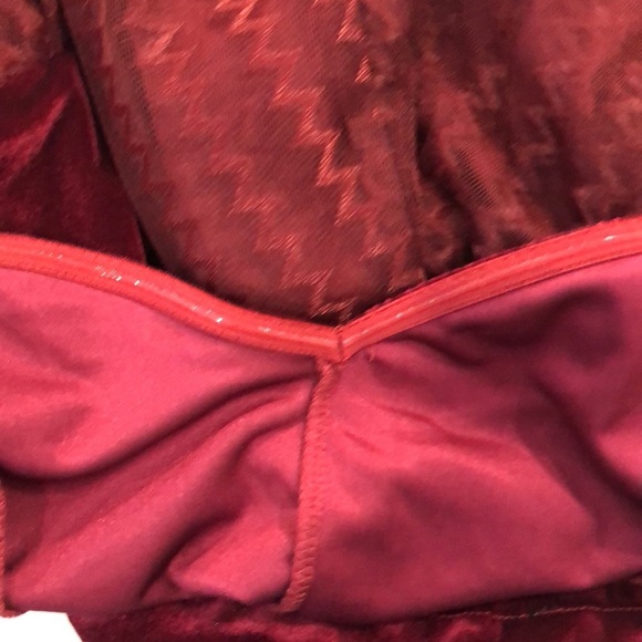 Cider party prom dress velvet and lace burgundy red size  XL strapless - Picture 8 of 11